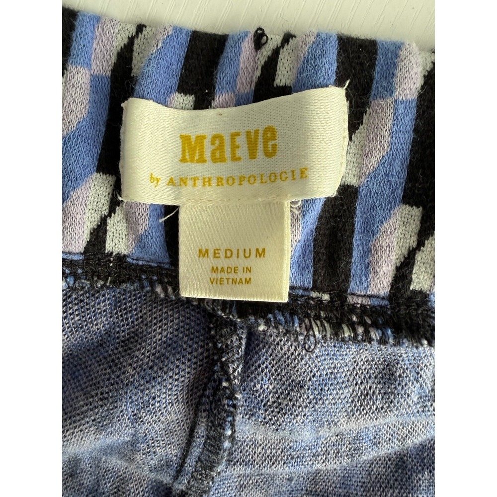Maeve Anthropologie Geometric Print Flare Disco Ponte Knit Blue Pants, Women's M - Picture 6 of 8